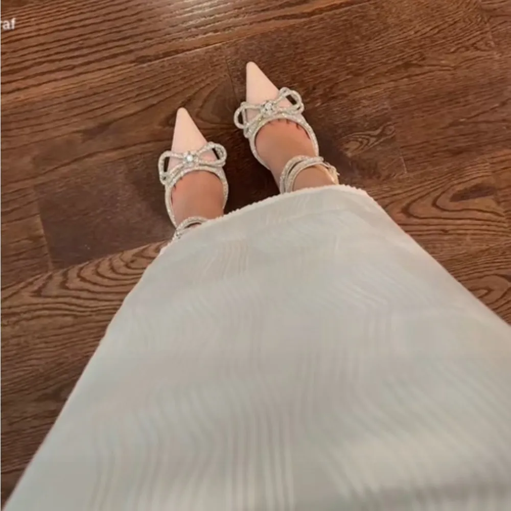 Rihoas White Ripple Effect Pearl Strap Dress Size XS - Image 3