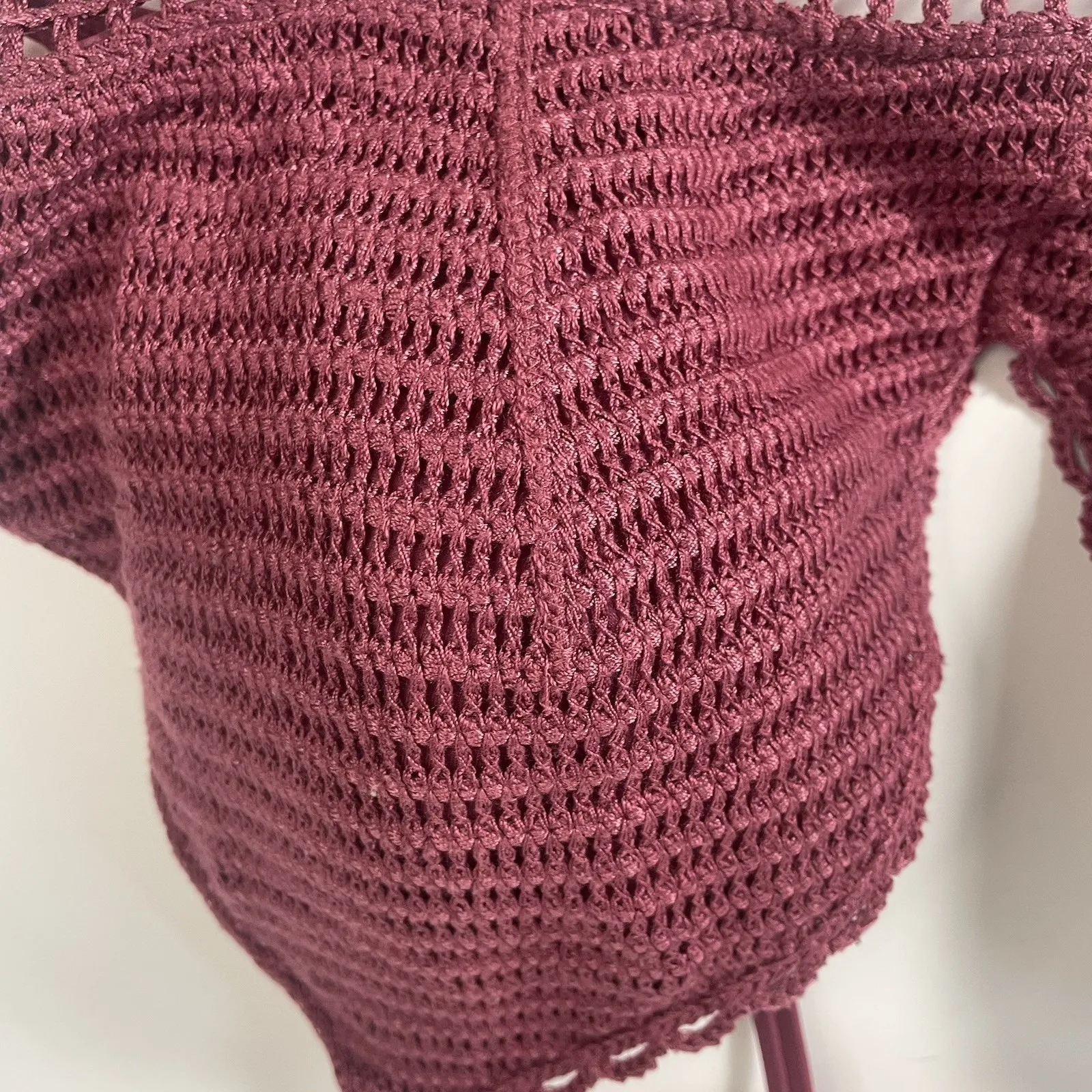 Shady Shore Crochet Mauve‎ Halter Padded Swim Top Size Small Target - Image 4