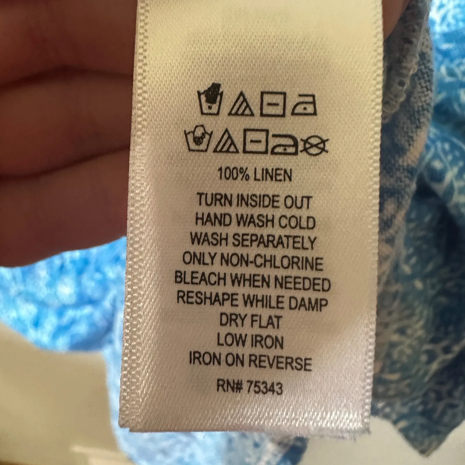 Sigrid Olsen Linen Top V Neck Blue Pattern Short Sleeve Tshirt Blouse Womens 2X - Image 5