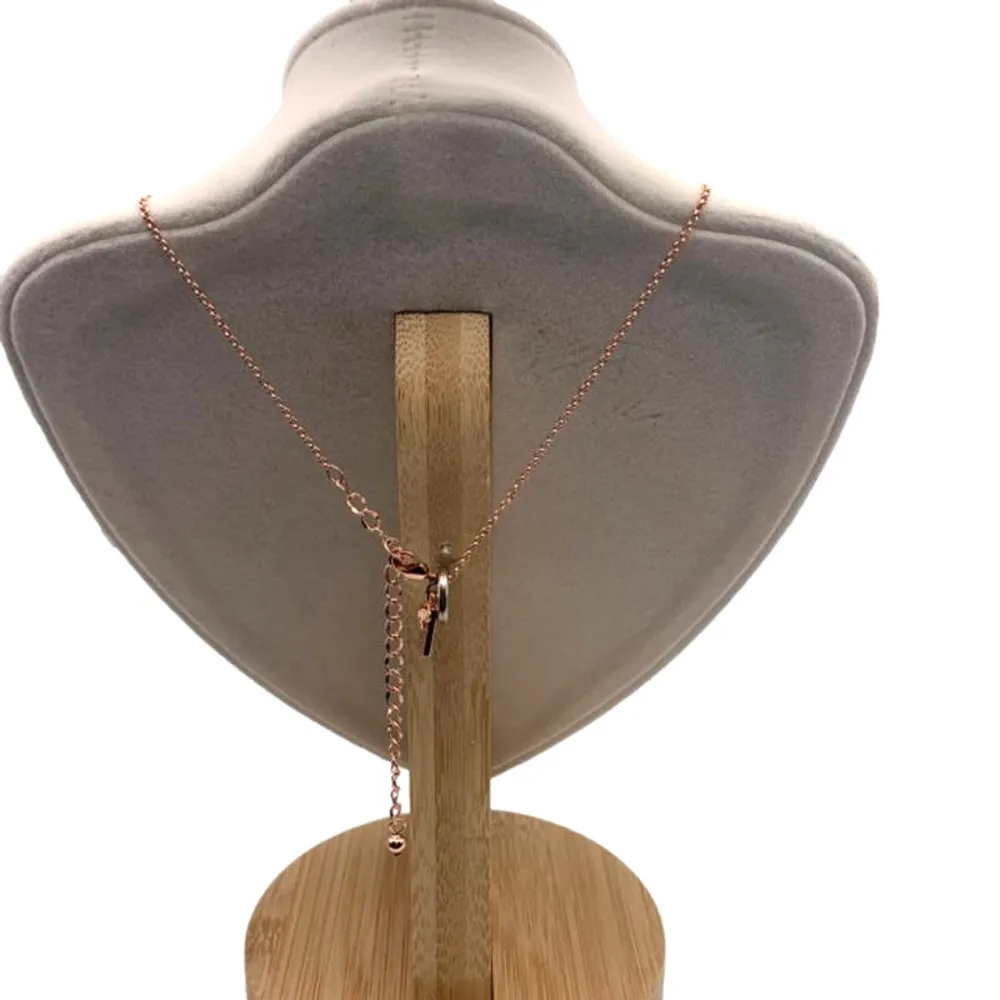 KATE SPADE New York  Full Circle Mini Pendant Necklace in Clear/Rose Gold - Image 3