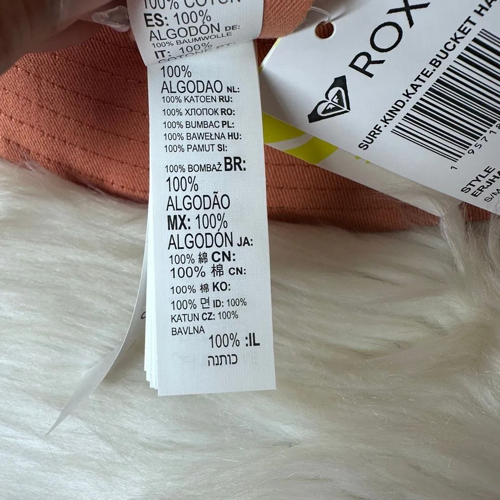 Roxy Surf.Kind.Kate. Bucket Hat-Sunburn Positivity Paradise Size S/M - Image 12