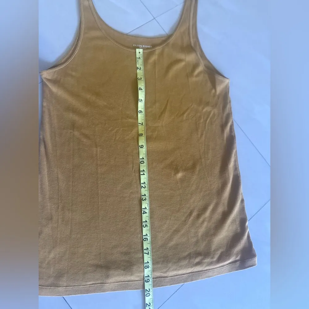 EILEEN FISHER Tank Top  Stretch Organic Cotton Jersey Scoop Neck Orange USA L - Image 13