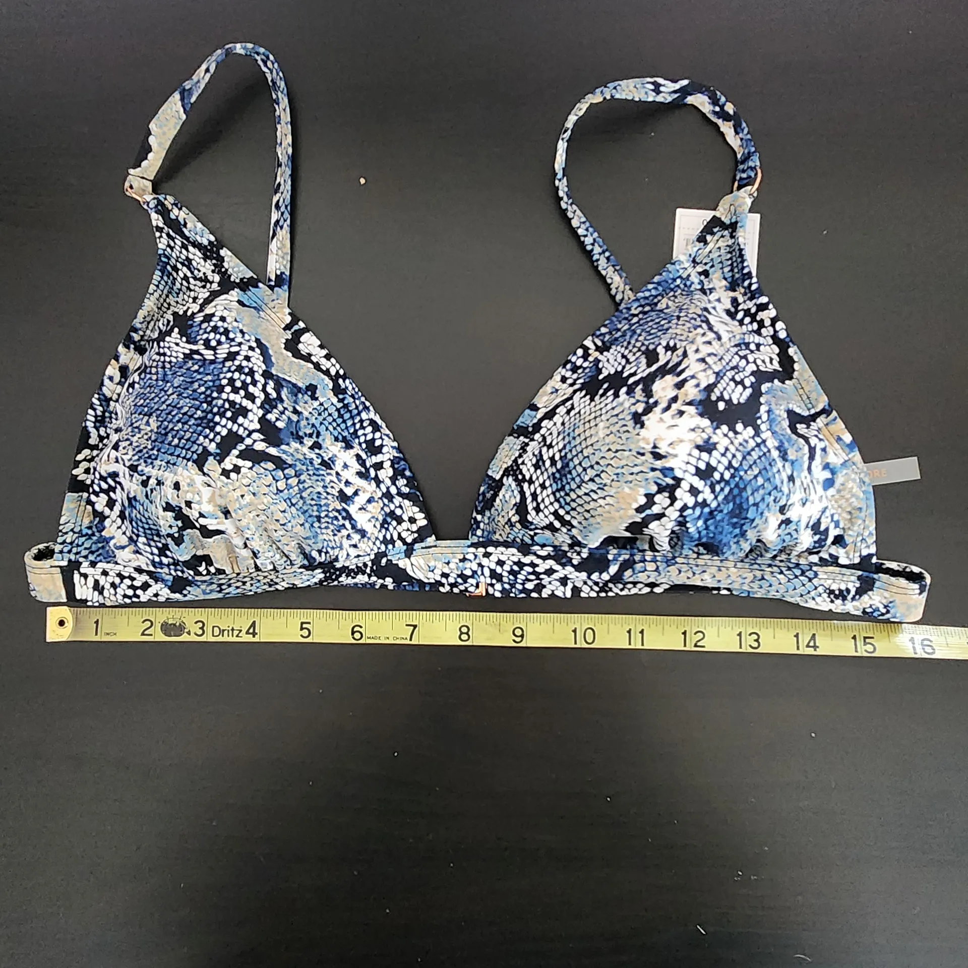 Shade & Shore Blue and Black Snakeskin Print Bikini Top NWT Size XL - Image 8