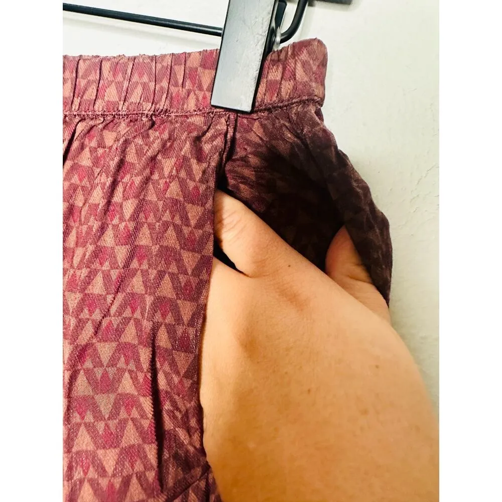 SPLENDID Purple Maroon Abstract Satin Lumi Wide Leg Pants Size Extra Small - Image 14