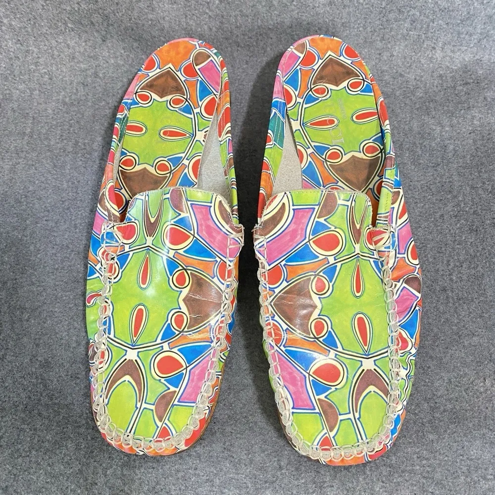 Sesto Meucci Women 8 N Italian Wearable Art Leather Loafer Slides Shoes Colorful - Image 5