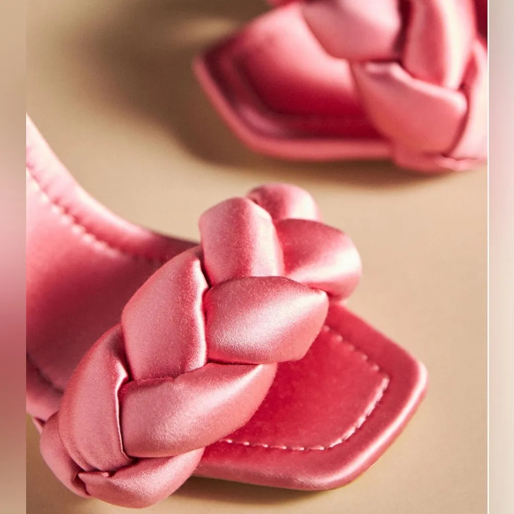 Loeffler Randall Freya Braided Curved Heel Sandals Bubblegum, Size 11 New in Box - Image 4