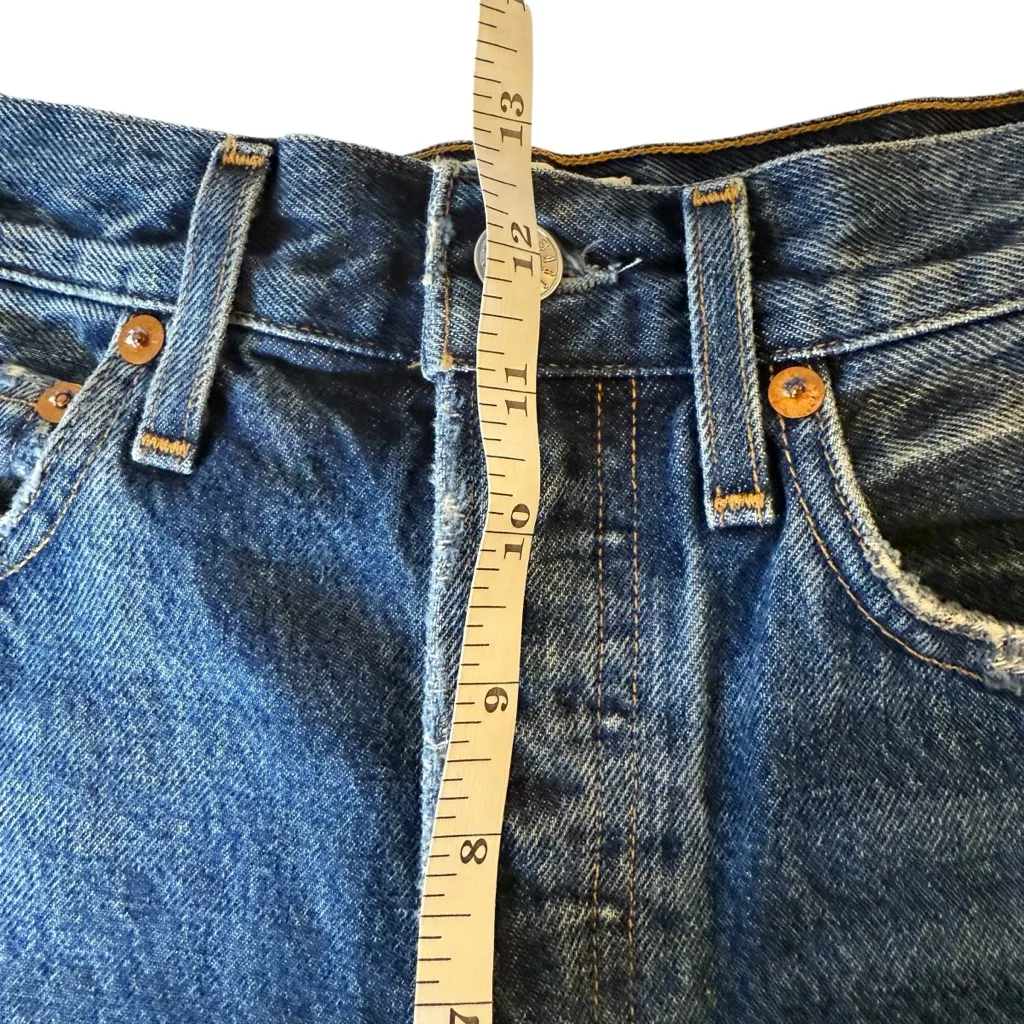 Agolde Womens 90s High Rise Loose Fit Distressed Blue Jeans Size 25 Raw Hem - Image 12