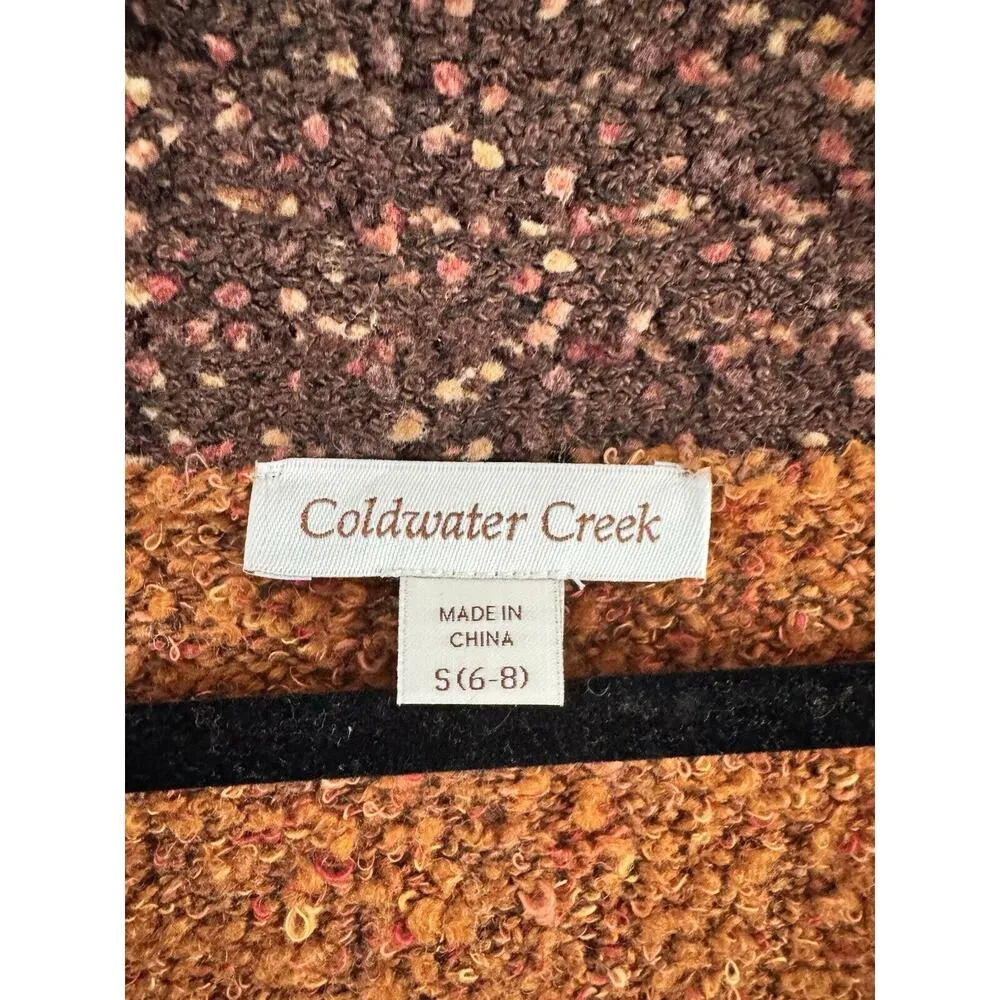 Coldwater Creek Brown Popcorn Knit Single Button Cardigan Sweater Tunic Sz Small - Image 9