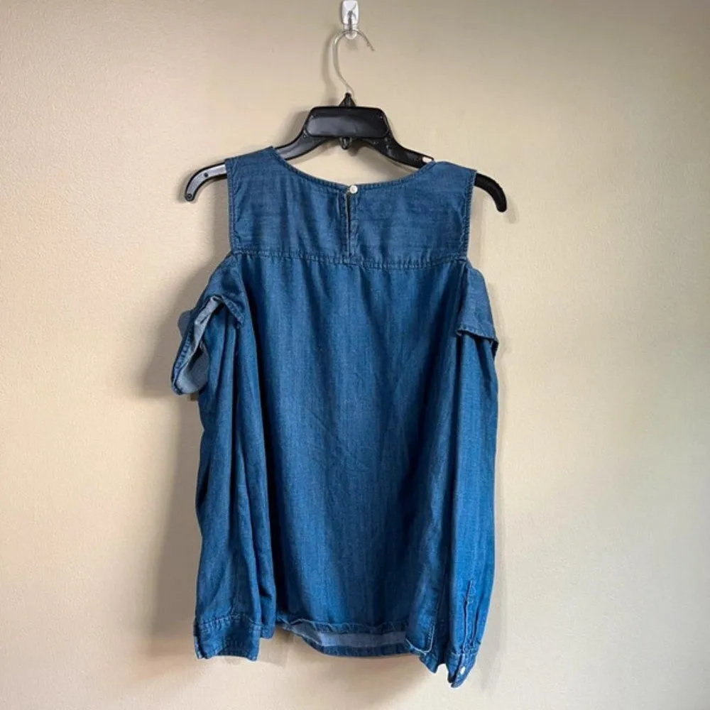 Loft medium cold shoulder denim top - Image 3