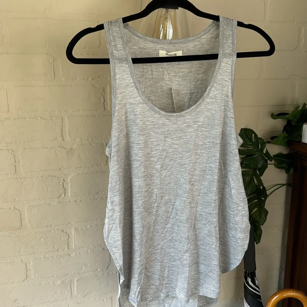 Madewell tank top gray hi low side slits small lyocell lightweight - Image 6