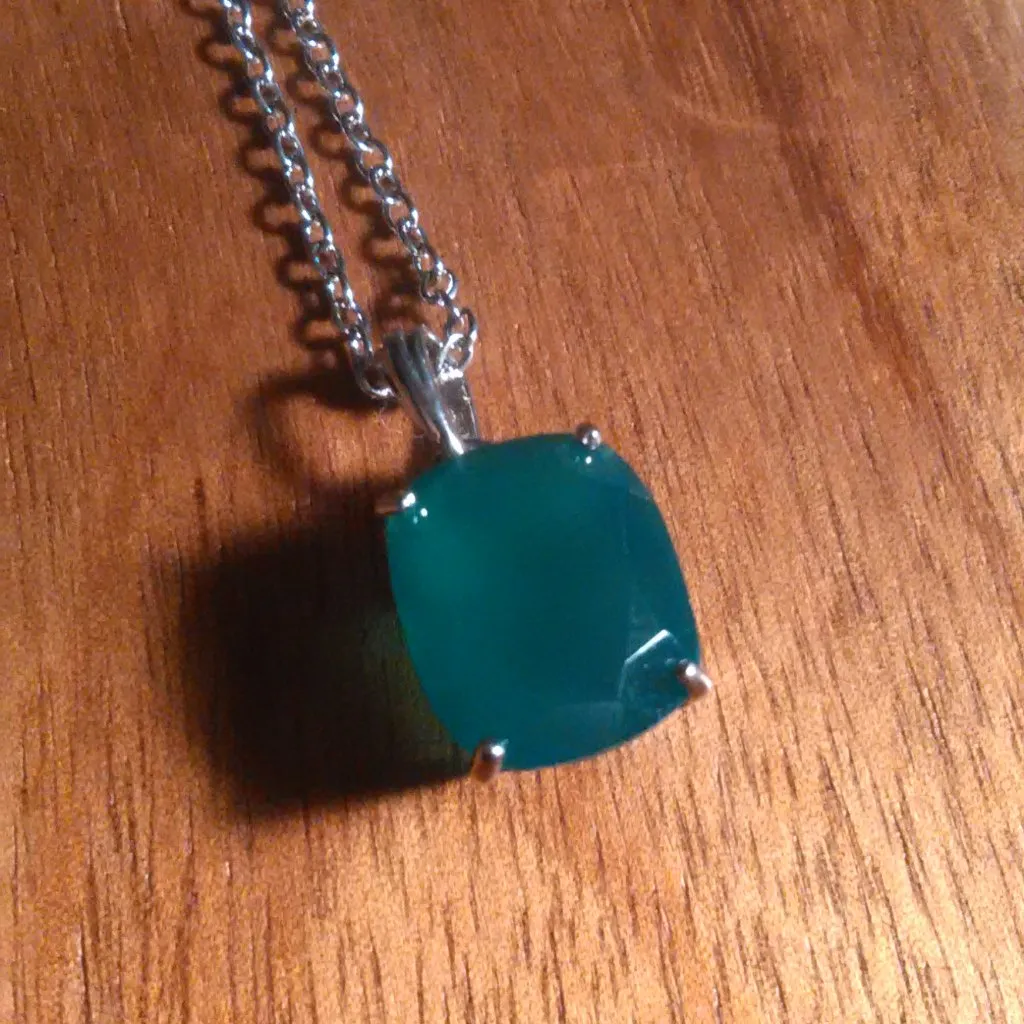 Verde Onyx Sterling Silver Pendant Stainless Steel Necklace - Image 3