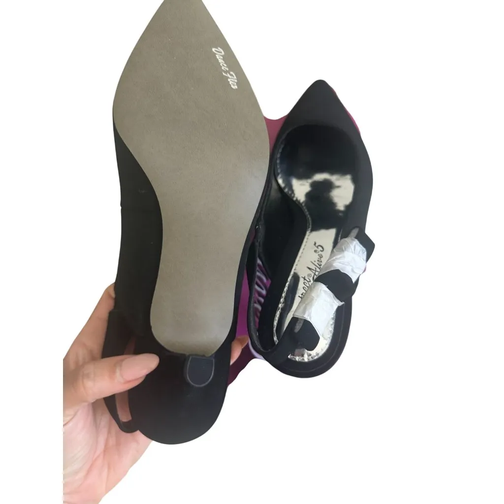 EASY STREET Black Lamy Fabric Slingback Bow Kitten Heels Size 8 NEW NIB - Image 4