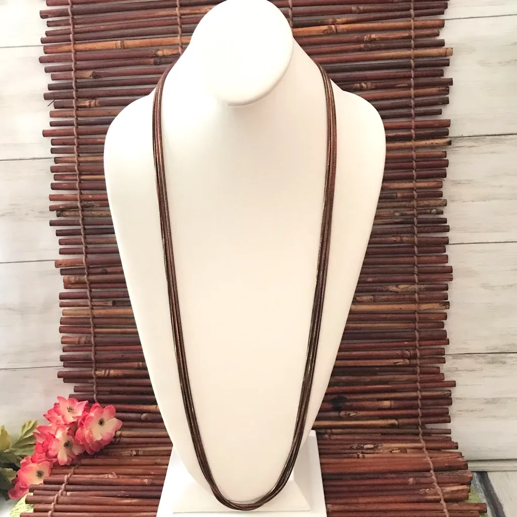 White House Black Market Multi Strand Copper Tone Long Necklace NWT - Image 2
