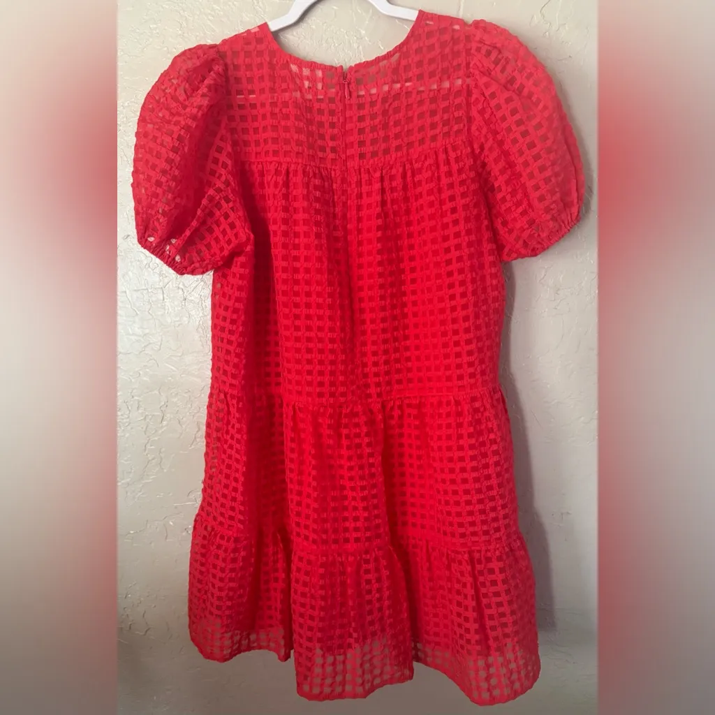 Sugarlips Nest Organza Red Puff Sleeve Tiered Mini Dress Size Small S - Image 9