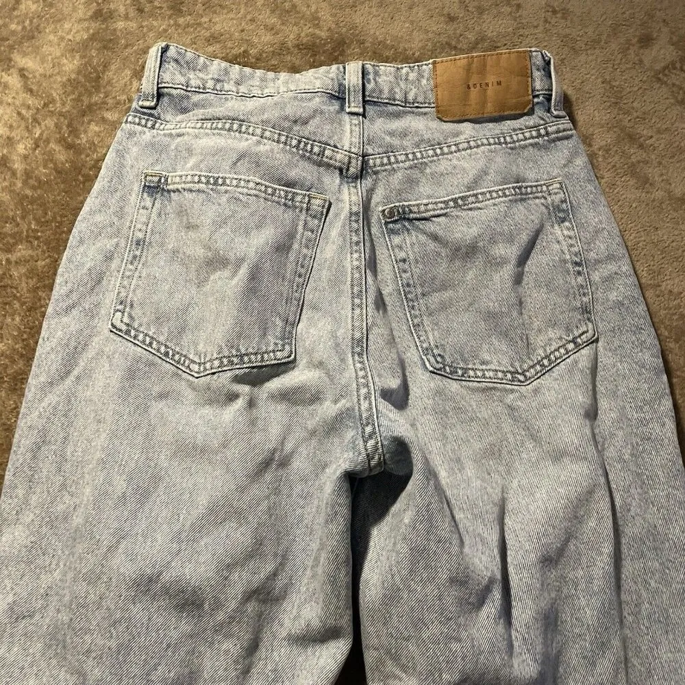 & Denim By H&M Jeans Women Sz 4 Loose Mom Ultra High Waist Ankle Length Distress - Image 3