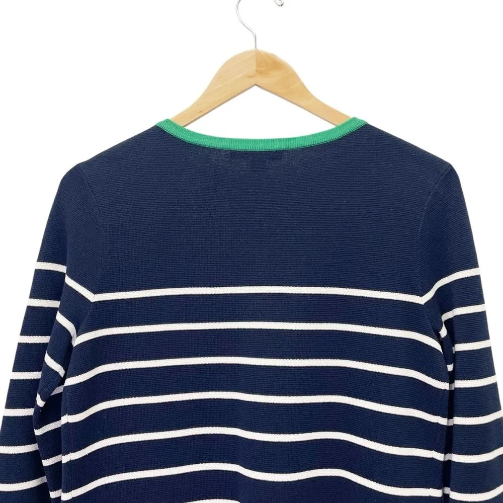 Pendleton Longline Striped Silk Open Front Cardigan Navy & White Women’s Size XS - Image 7