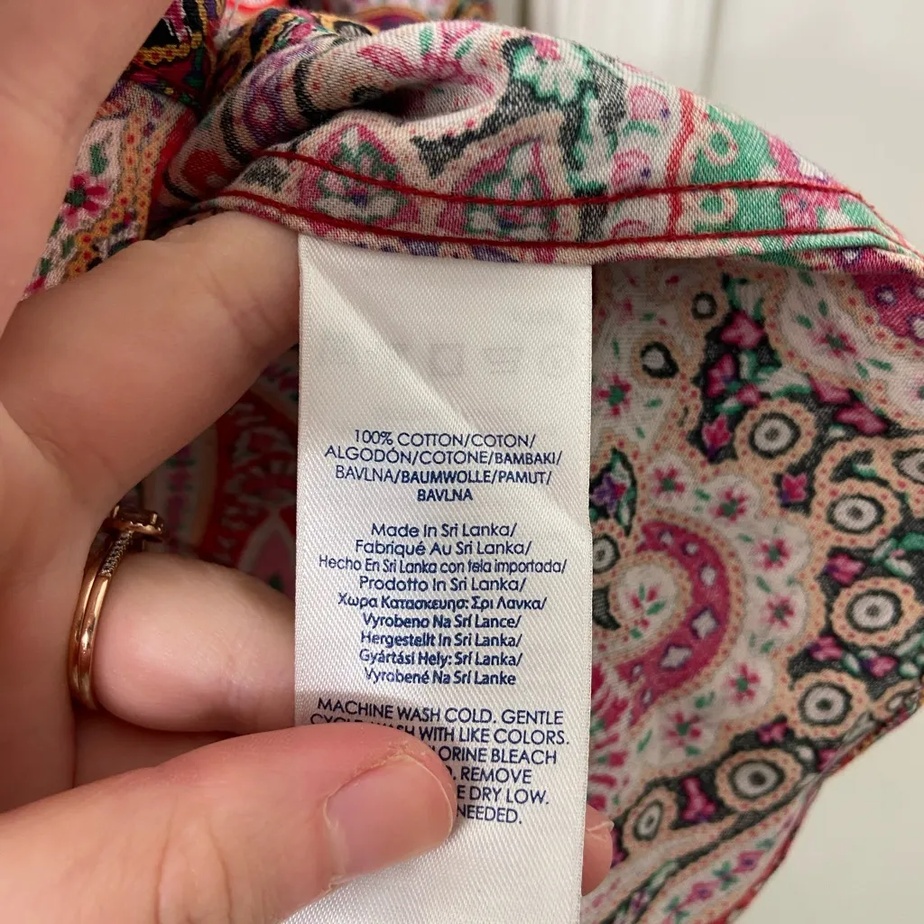 NWOT CHAPS women’s pink paisley print full‎ front button no iron shirt blouse M - Image 5