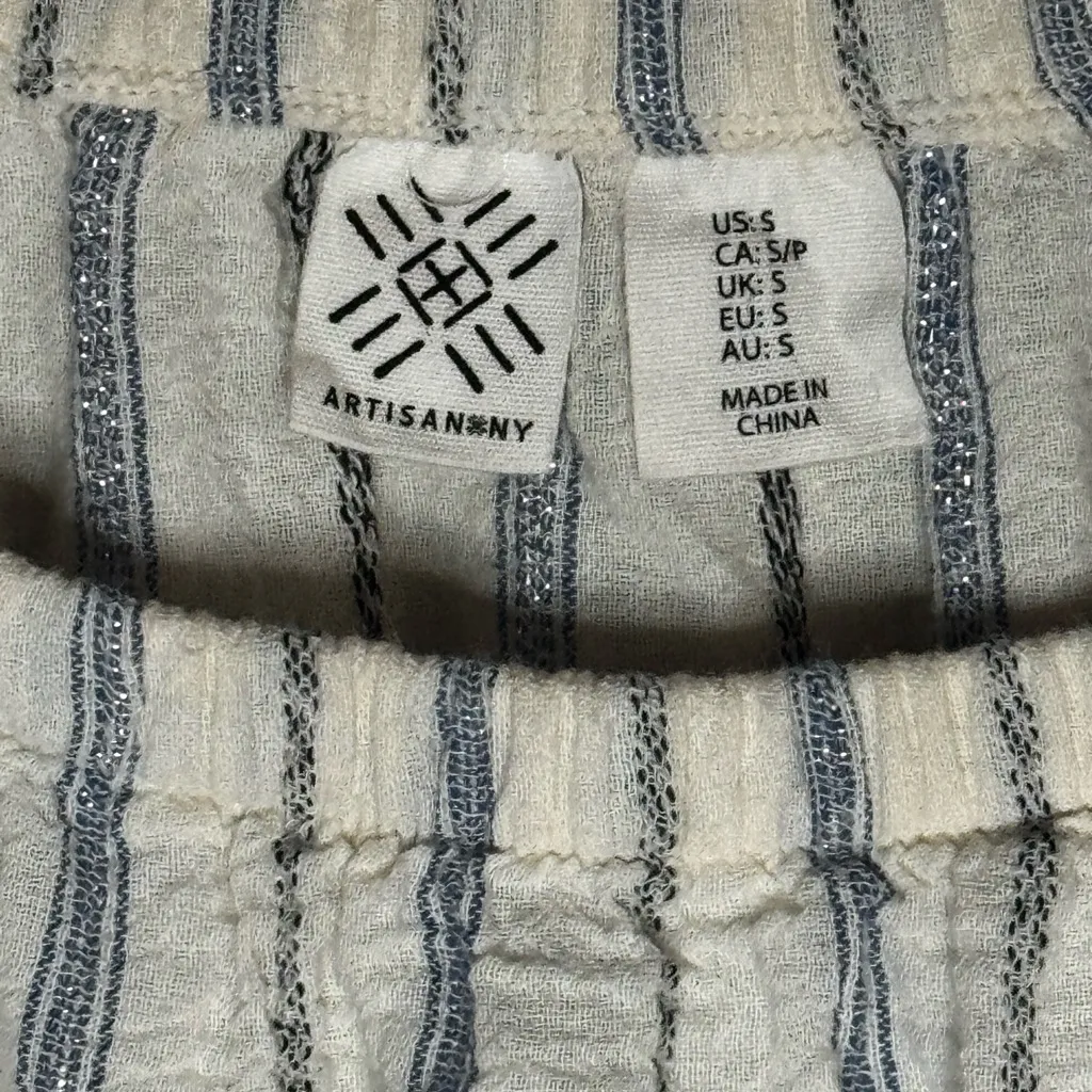 Artisan NY Off Shoulder Striped Dress w/ Pom Pom Trim Size S - Image 3