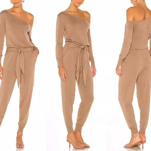 MAJORELLE Charlotte Knit Neutral Jumpsuit in Taupe - Image 2