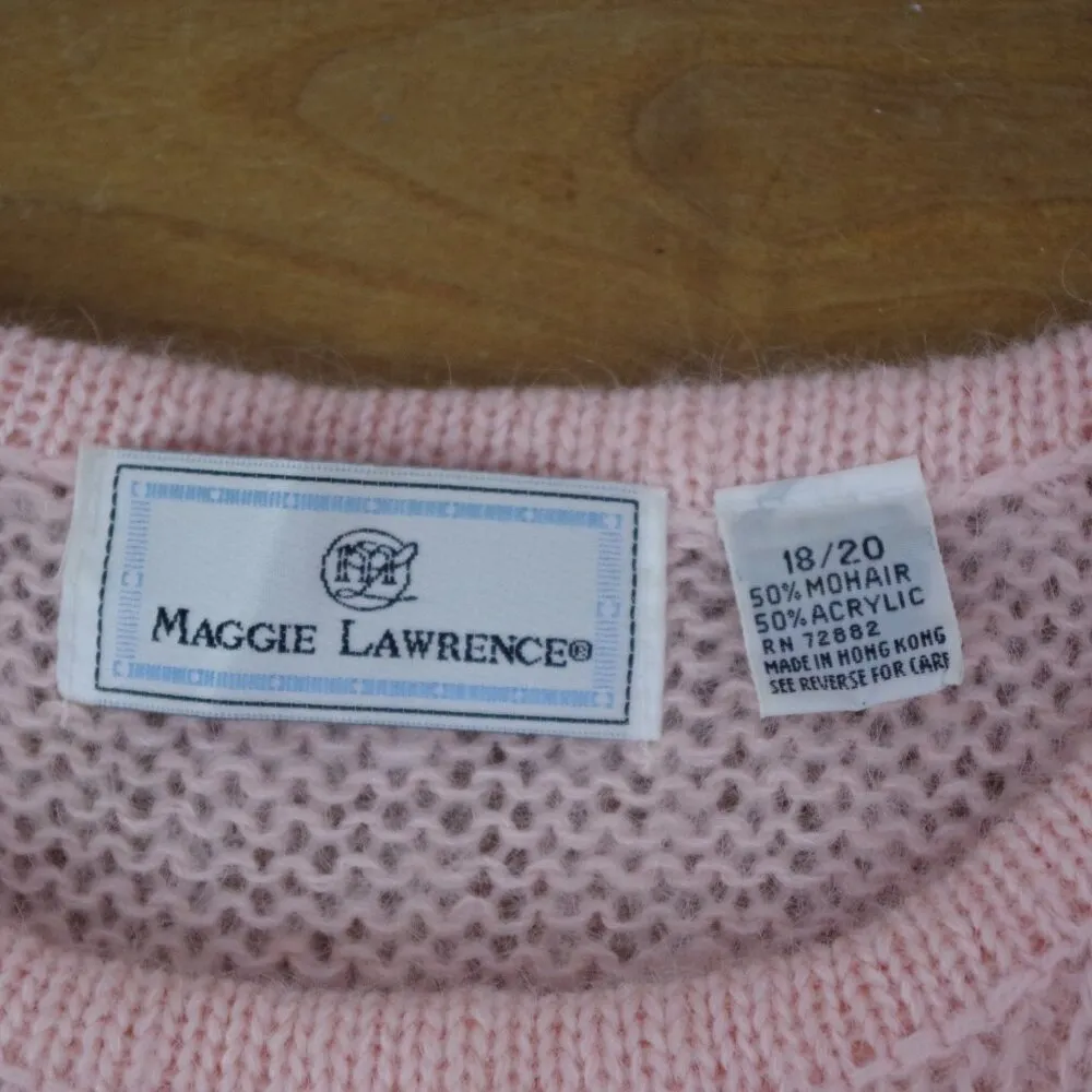 Vintage ladies' Mohair Blend Pink Sweater T Shirt Style Top Size 18 - Image 2