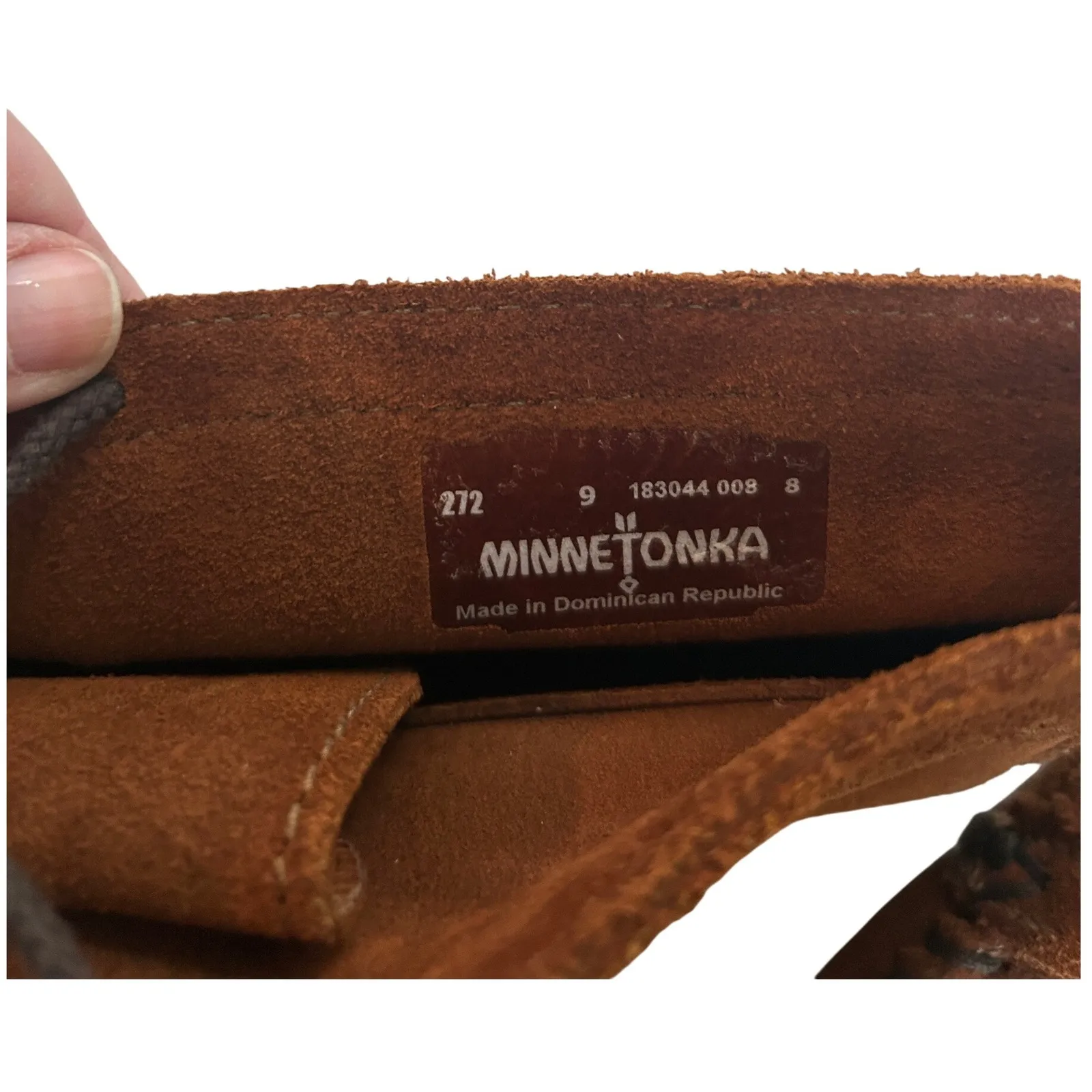 Minnetonka Suede Moccasin Boots Ankle Lace Up Brown Women Size 9 festival chic - Image 4