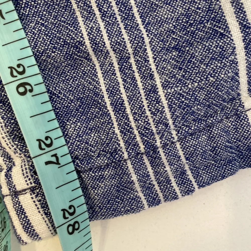 Old Navy Blue & White Striped Casual Linen Blend Wide Leg Joggers EUC Sz M - Image 12