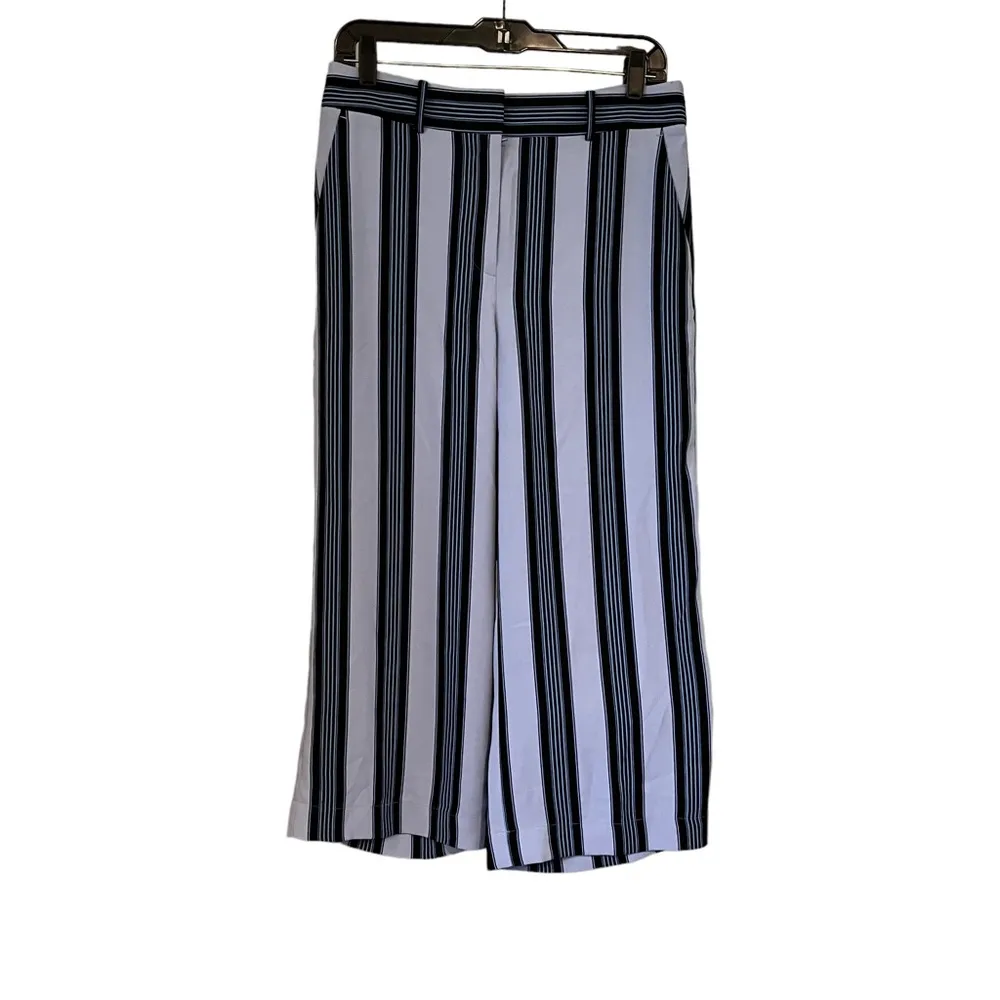 Ann Taylor LOFT Striped Crop Wide Leg Trousers, Sz 8P (missing tie sash) - Image 4