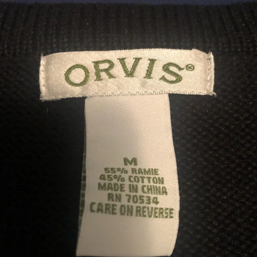 VTG Orvis Holiday Winter Cardigan M Black Embroidered Duck Holly Trim Full Zip - Image 6