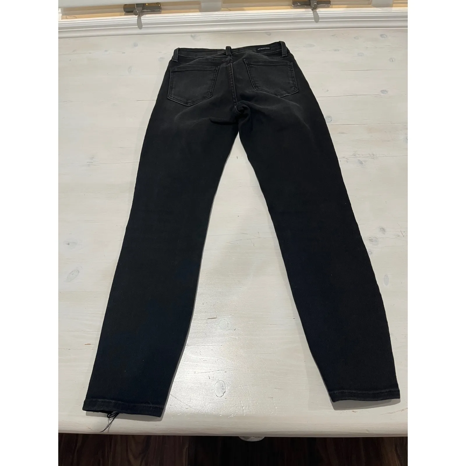 Just Black Denim Jeans‎ Women's Size 27 Black Distressed Hem High Rise Skinny - Image 7