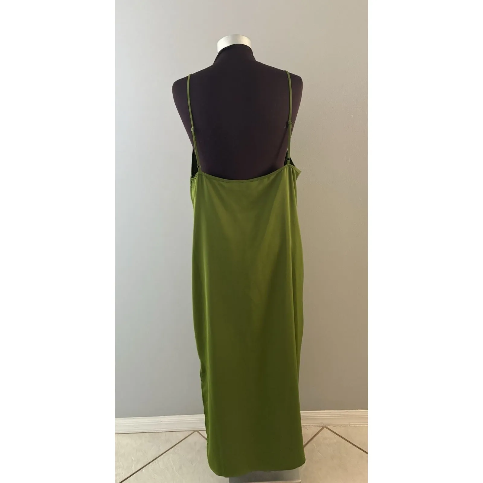 A New Day Maxi Slip Dress Size XXL Green Silky Strappy Fairy Forest Whimsy - Image 5