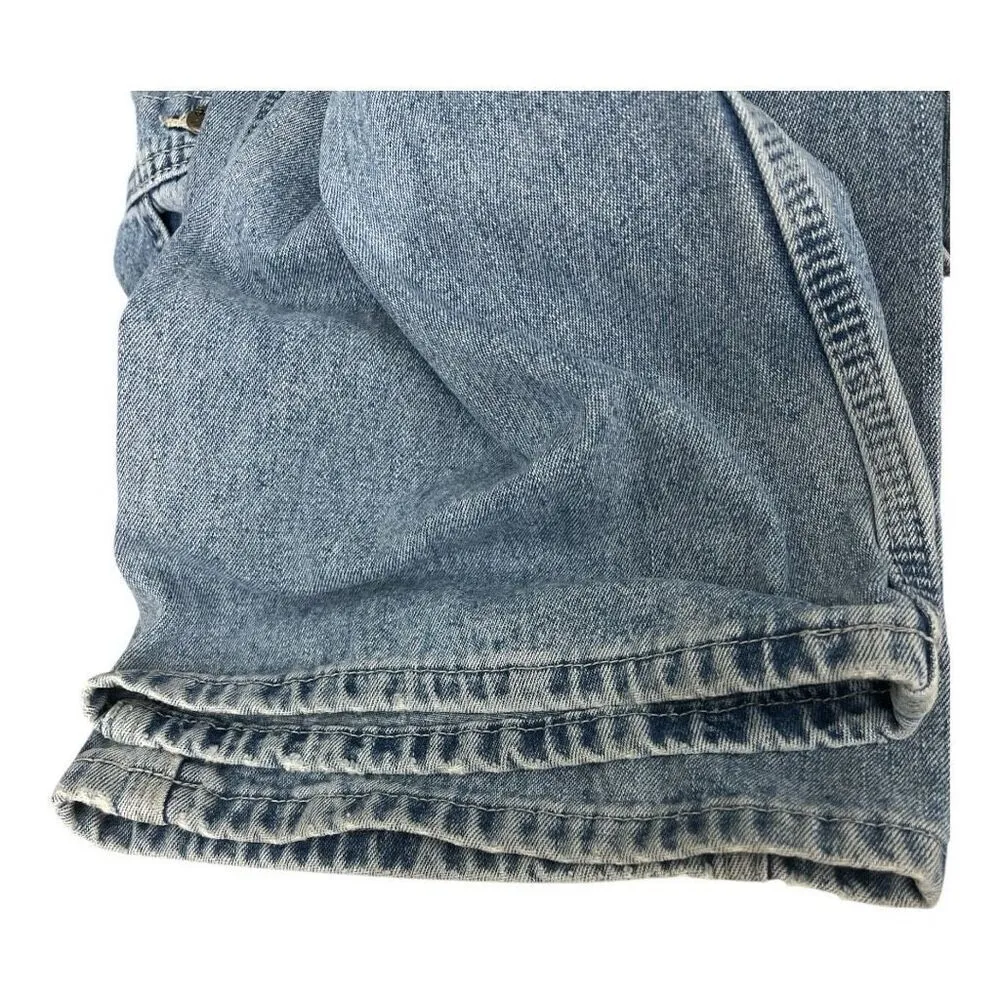 Vintage Lee Dungarees Rivited Denim Blue Bib Overalls Size L Carpenter Patchwork - Image 7