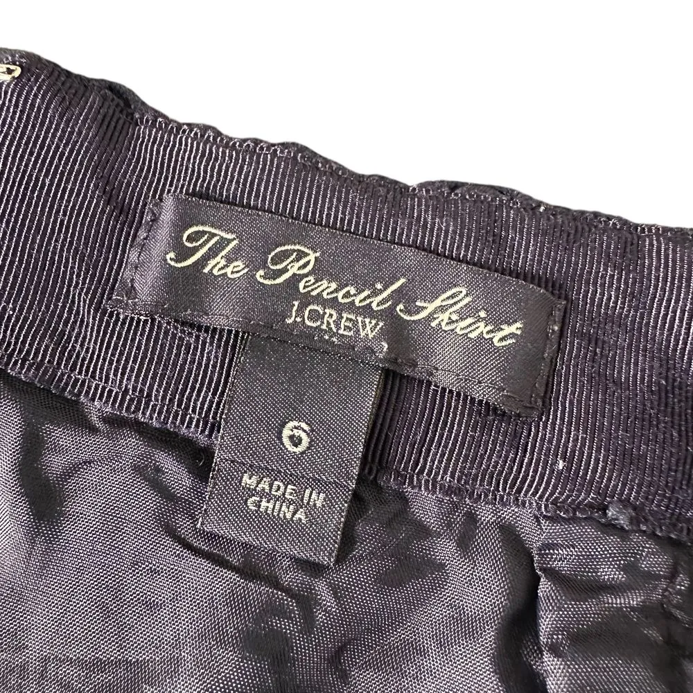 J‎ Crew Eyelet Skirt Size 6 Blue The Pencil Floral Print Short Office Siren Prep - Image 3