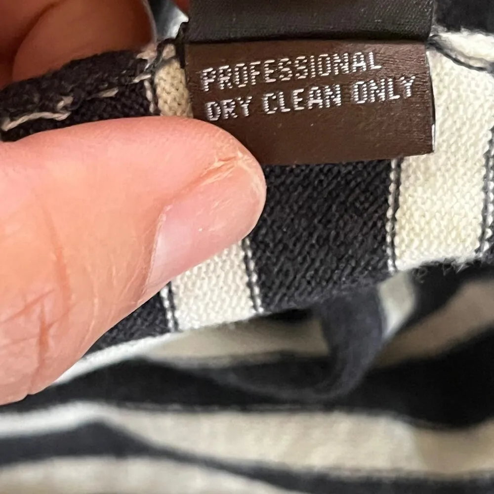 J. McLaughlin Women's Leeward Gray Striped Leather Patch Sweater Size Medium - Image 4