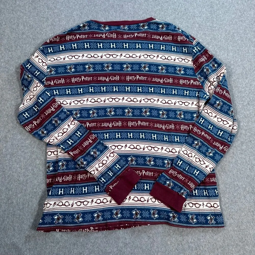 Harry Potter Long Sleeve Shirt Size Large Crew Neck Graphic Striped Lounge Casua - Image 7