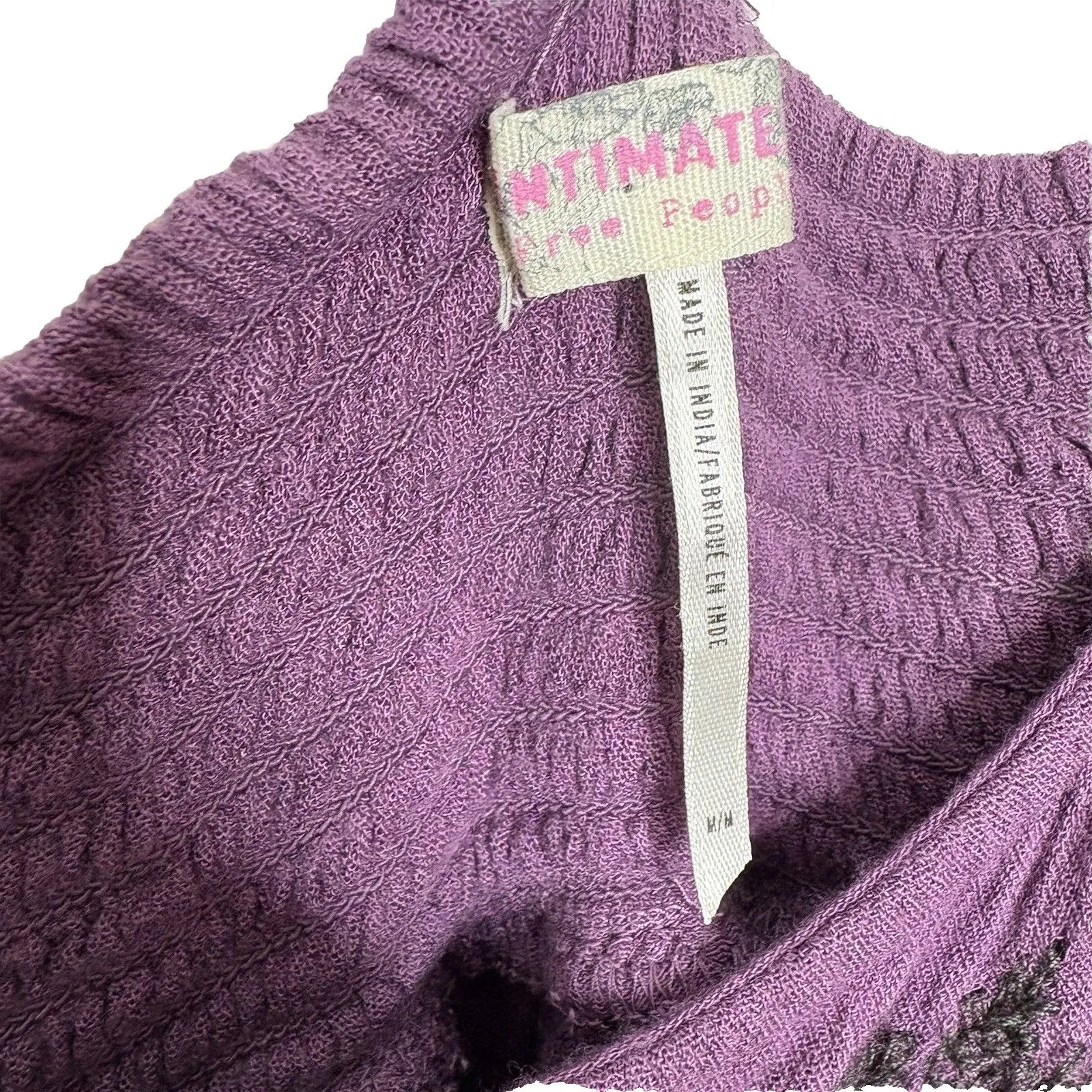 Intimately Free People Purple Black Embroidery Spaghetti Strap Babydoll Dress M - Image 2