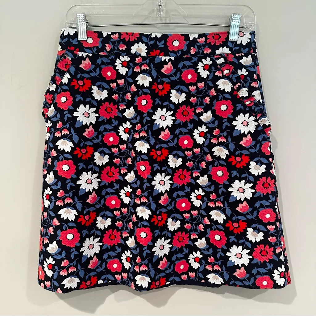 Kate Spade Shore‎ Thing Daisy Jaquard A-Line Skirt Women's 6 Navy Pink Casual - Image 4