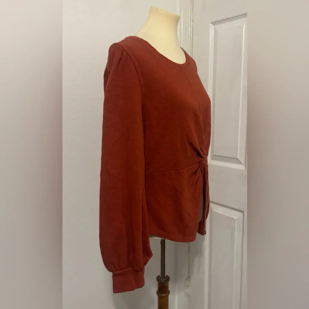Pilcro Anthropologie Twist Front Sweatshirt Rust Copper NWT Size Medium - Image 4