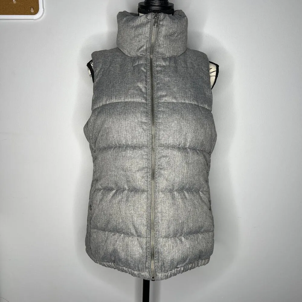 Old Navy MEDIUM Gray Puffer Full Zip Side Detail Collared Vest - Image 14
