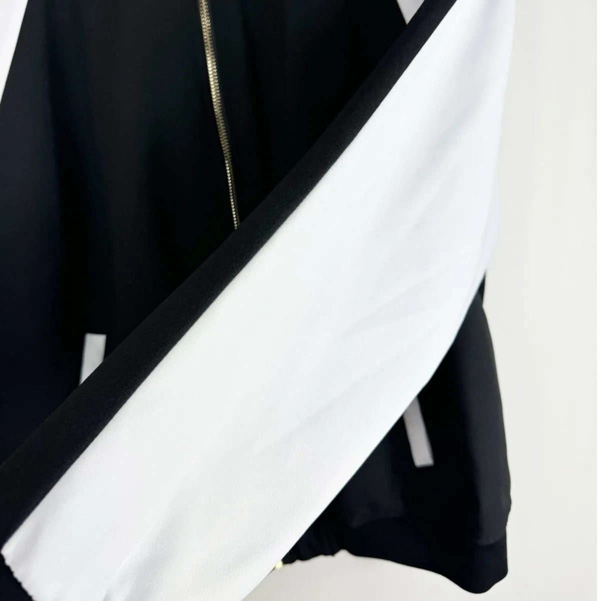 Michael Kors Womens Bomber Jacket Black White Full Zip Size 0X - Image 2