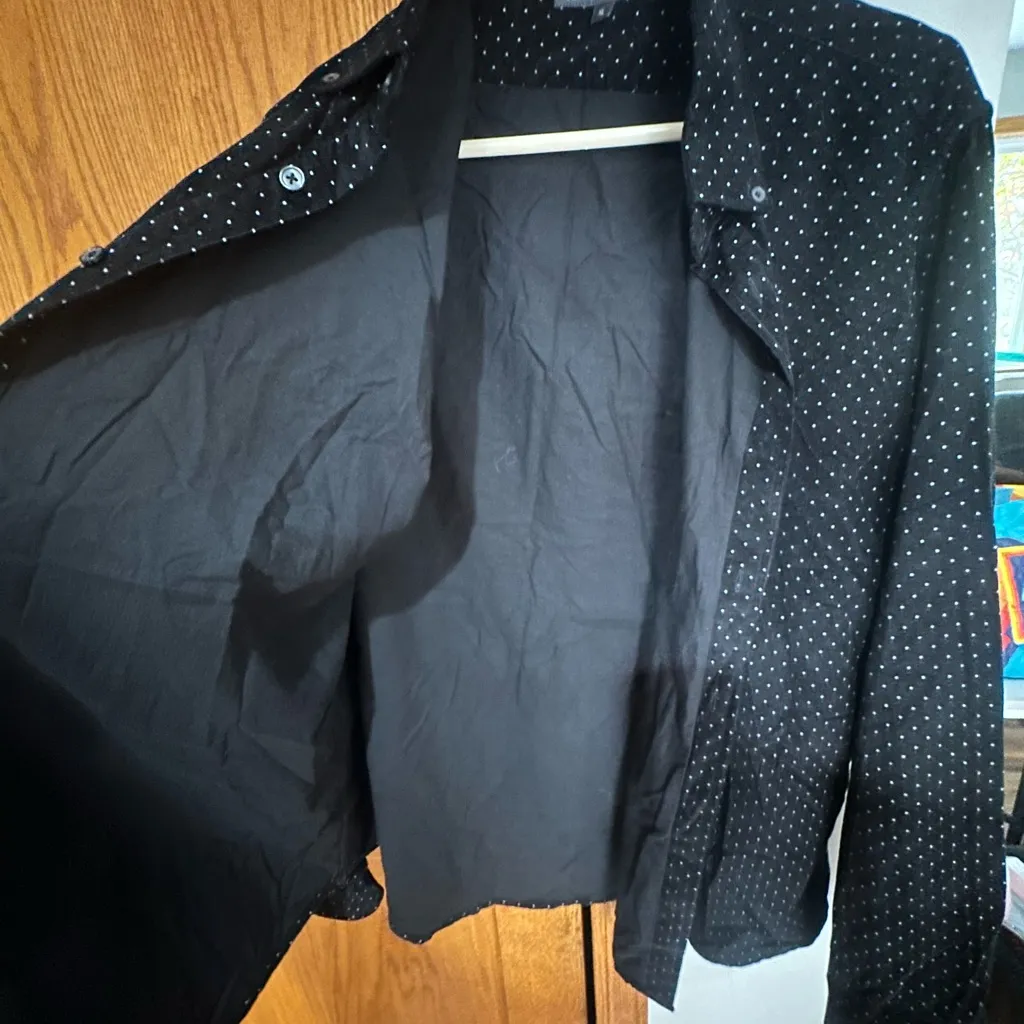 Slate & Stone Black Button Corduroy Down Shirt with White Dots Size XL - Image 3