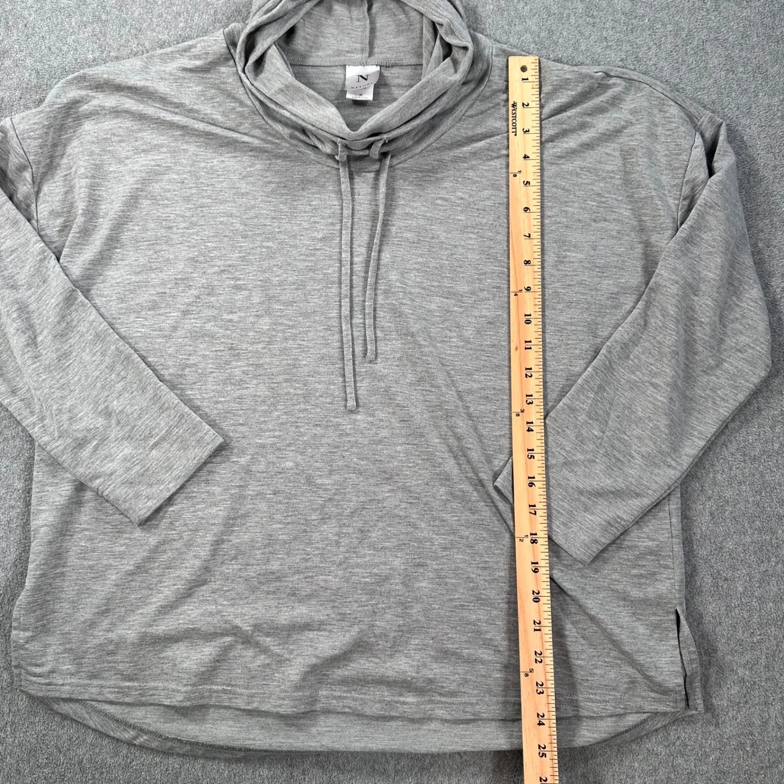 Natori Funnel Neck Lounge Tunic Top Women's Medium Gray Casual Drawstring - Image 4