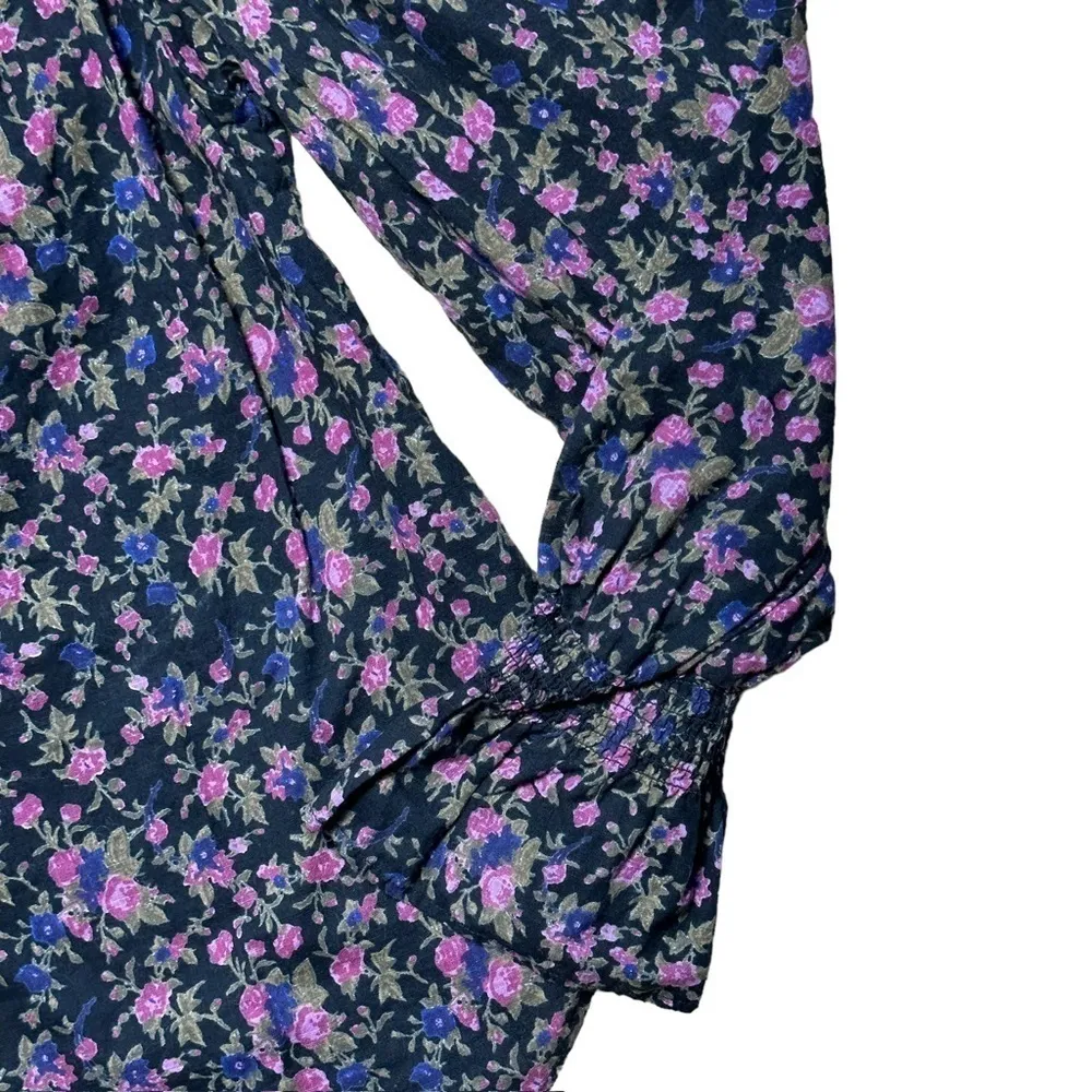 Free People Long Sleeve Button Up Floral Cotten Blouse | U.S. Woman’s XSmall - Image 3