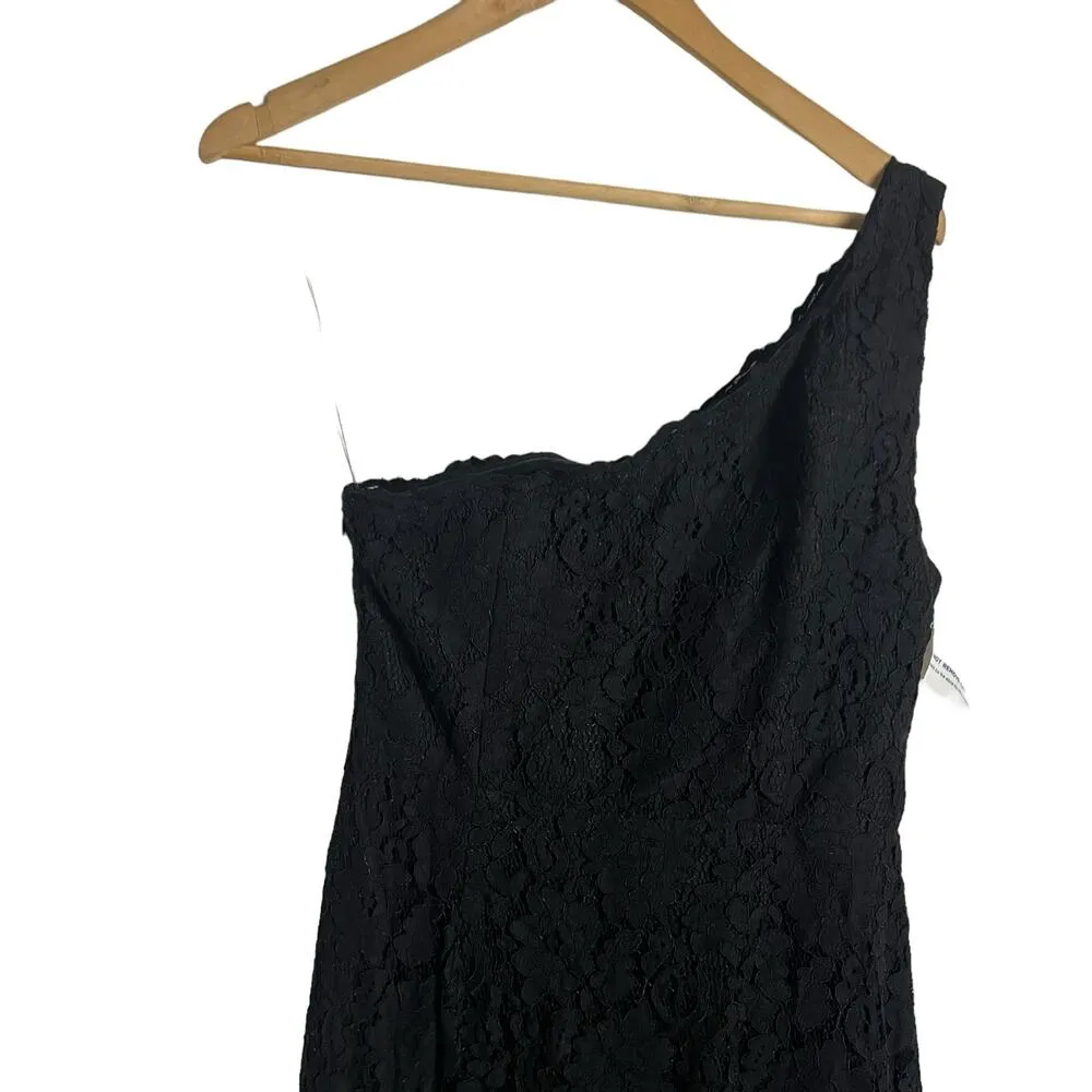 Fame & Partners Selma Black Lace One Shoulder Slit Formal Gown Size 8 - Image 10