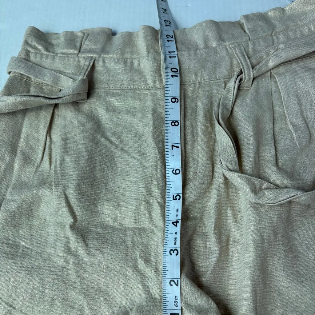 NWT NY&C Soho Linen blend gold shimmer paper bag shorts size small - Image 11