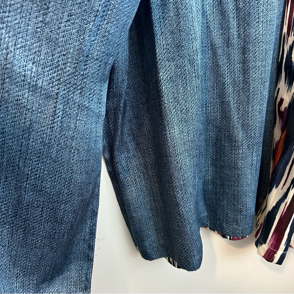 NWT Chico's Prized Ikat Drama Kimono Covering Ruana Kimono Midevil Blue L/XL - Image 13