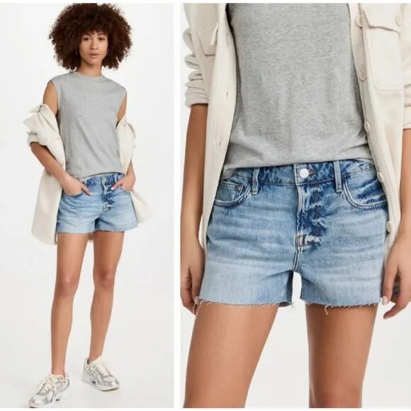 FRAME Le Grand Garcon Jean Shorts Size 30 NWOT Denim Raw Iceberg Distressed NEW - Image 2