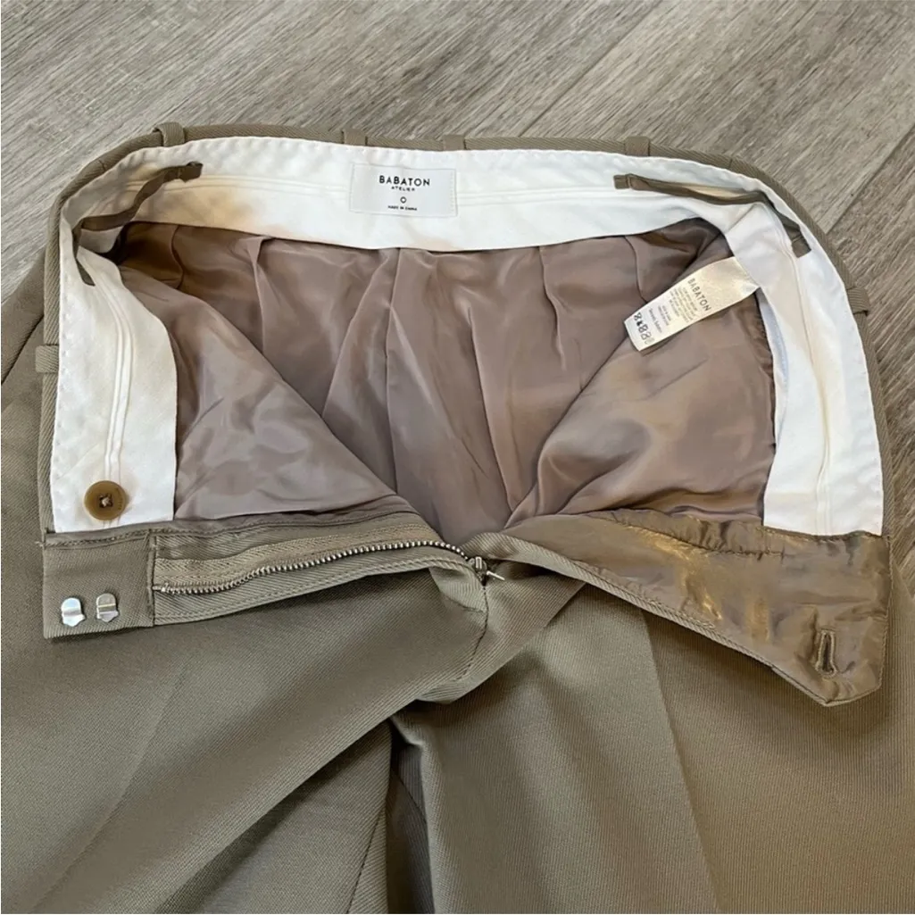 ARITZIA Babaton Agency Pant Wool Trousers Tan Front Crease Minimalist like new 0 - Image 7