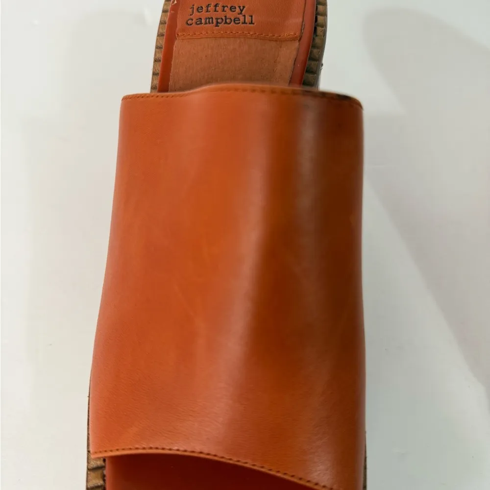 Jeffrey Campbell Anthropologie Women's Orange Honey Leather Platform Mules 7.5 - Image 14