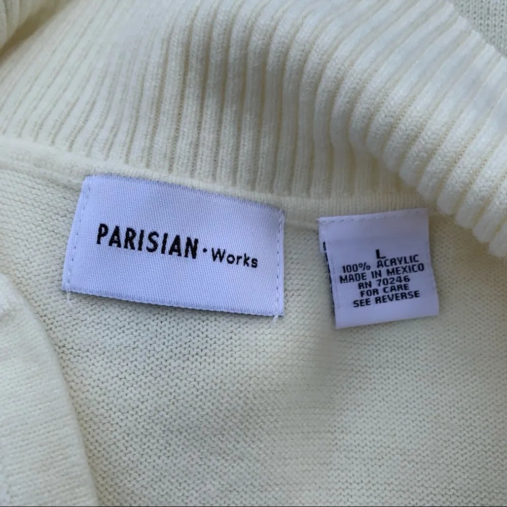 Vintage Cream PARISIAN Works Acrylic Embroidered Sweater Y2K 90s - Image 6