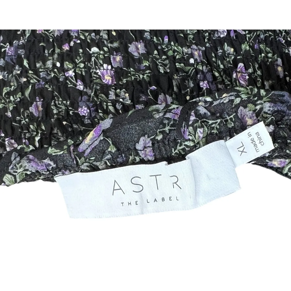 Astr the Label Dress Maxi Smocked Long Sleeve Floral Print Black Purple Size XL - Image 14